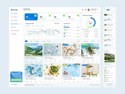 Sociofy Content Page – Social Media Analytics Dashboard analytics dashboard content navigation content tracker content ux creative workflow dashboard views figma design grid view ui list layout marketing insight mobile ux social dashboard social platform tools team friendly ui ui for digital teams ui inspiration ui showcase ui trends