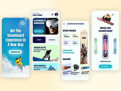 Snowboard clean modern ecommerce event mobile sports app design board game booking clean ecommerce event booking game gaming app minimal mobile app modern ride riding app skateboard snowboard sports sports app startup tracker tracking app trending