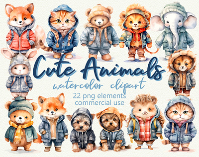 Cute Autumn Animals Clipart – Watercolor Woodland & Baby Animals animal graphics autumn clipart baby animals baby clipart baby shower bear clipart bunny clipart cat clipart childrens design cozy clipart creative market cute clipart forest animals fox clipart kids clipart nursery art png illustrations watercolor animals woodland animals woodland creatures