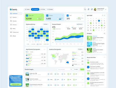 Sociofy – Social Media Analytics Dashboard calendar planning campaign manager content calendar content over view content workflow dashboard design figma design marketing dashboard planning tools post tracker responsive ui social media analytics team collaboration ui dashboard ui inspiration ui showcase ui trends ux for social media