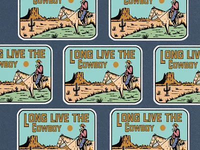 “Long Live The Cowboy” badgedesign cowboy designvintage greatonstudio handrawn horse illustration longlivecowboy patchdesign tshirth vintage western
