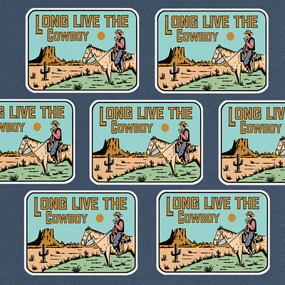 “Long Live The Cowboy” badgedesign cowboy designvintage greatonstudio handrawn horse illustration longlivecowboy patchdesign tshirth vintage western