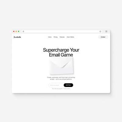 E-mail website Hero Section clean design design email figma form hero hero section landing page layout minimal design navigation saas simple design typography ui ux web design webflow website white space