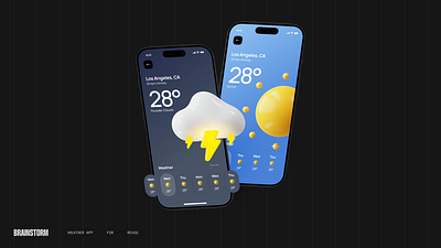 Weather App UI / FiveM App 3d aplication app minimalism moblie phone revgg revolution simple ui ux weather weather ui