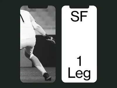 SF 1 Leg Concept - Athlete's Motion app screen athlete clean design digital experience dynamic graphic design leg phone frame phone screen social media graphic sports sports broadcast graphic tech technology typo typographic typography