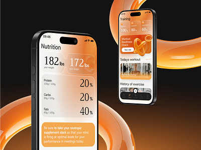 Colorful UX/UI Design for a Health-Focused Lifestyle | Masterly app design brand identity branding cognitive exercises colorful design fitness app gradient health lifestyle healthcare healthcare app mobile design mvp nutrition tracker orange gradient saas ui uiux uiux design ux uxui
