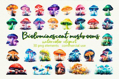 Bioluminescent Magic Mushrooms Clipart and Patterns Fantasy PNGs bioluminescent creative market dark aesthetic digital fantasy digital stickers enchanted forest fairycore fantasy clipart fantasy theme glowing flora glowing mushrooms magic mushrooms mushroom graphics mystical illustrations neon clipart png elements printable art psychedelic art surreal clipart witchy design