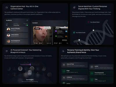 Bento Grid for a Content Analytics Platform ai agent ai platform ai web design analytics b2b bento grid bento ui bento website content platform illustration landing page layout saas startup ui ux web design web designer web3 website