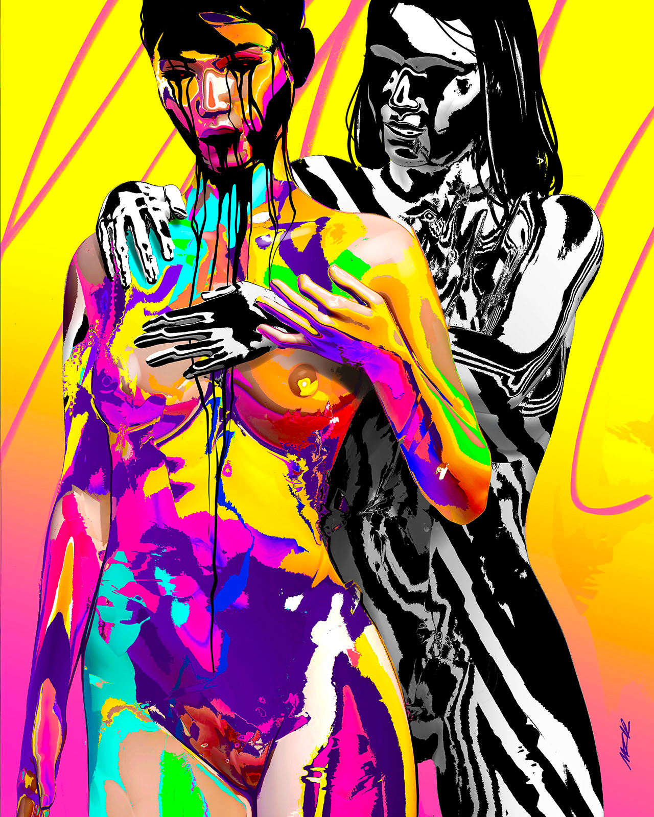 Depression art artwork beauty digital art displace drawing girl illustration portrait poster print procreate visual art