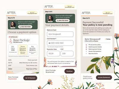 After.com Pre-Planning Checkout illustration mobile ui ux