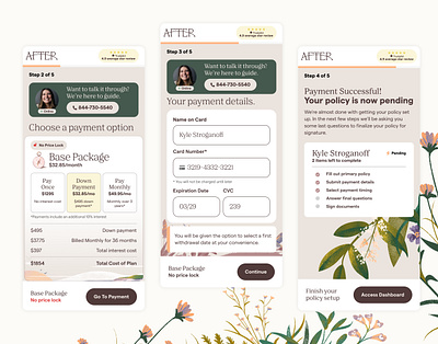 After.com Pre-Planning Checkout illustration mobile ui ux