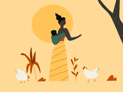 Happy Life International africa character chicken design girl illustration illustrator nature ong procreate procreate app woman