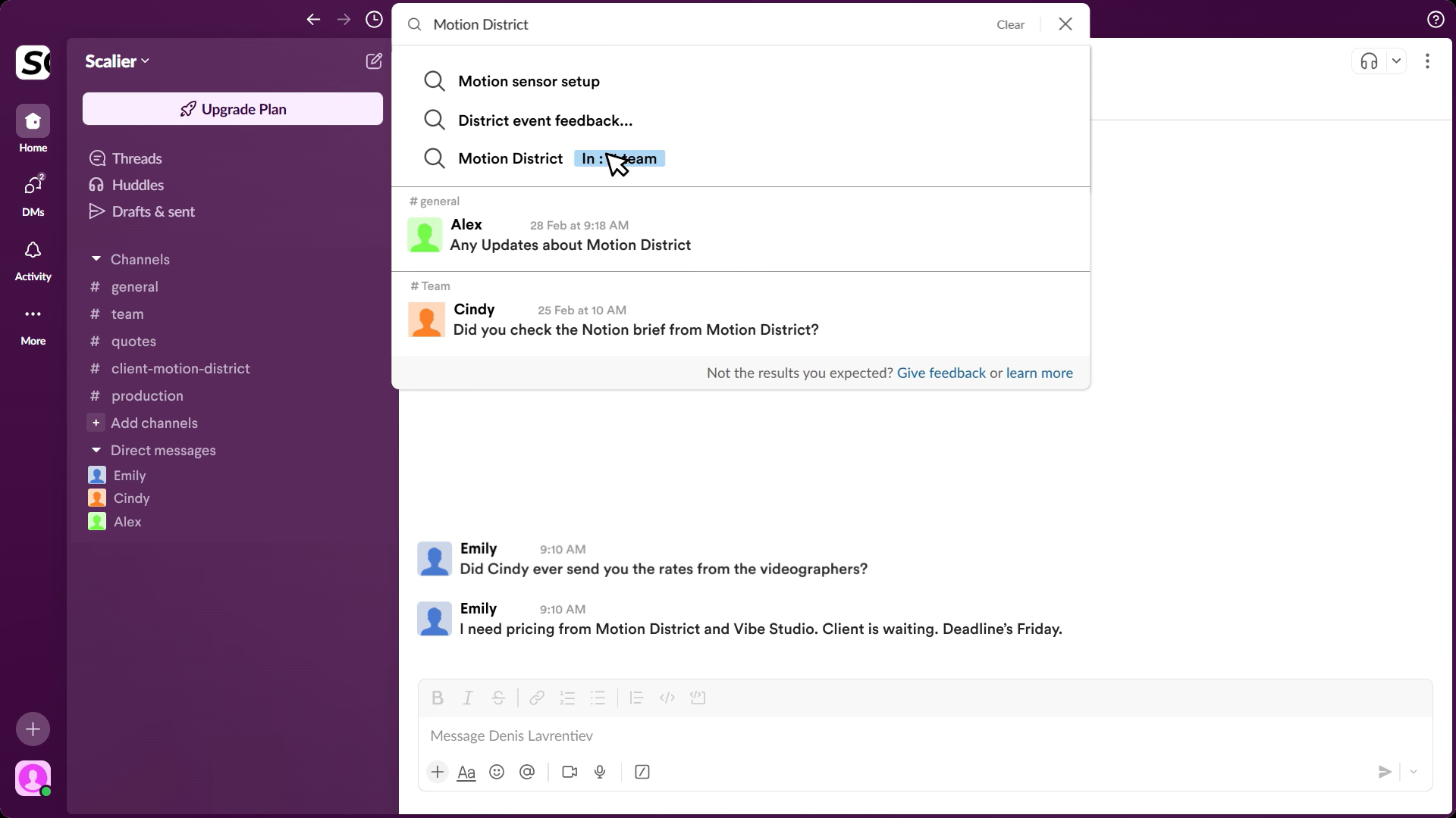 Animated Slack UI after effects animation demo ui video