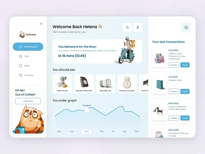 Coffeelab I User Dashboard 3d blue coffee cute dashboard dashboard design design graphic icons8 illustrate illustration list online selling shop store ui user user interface ux