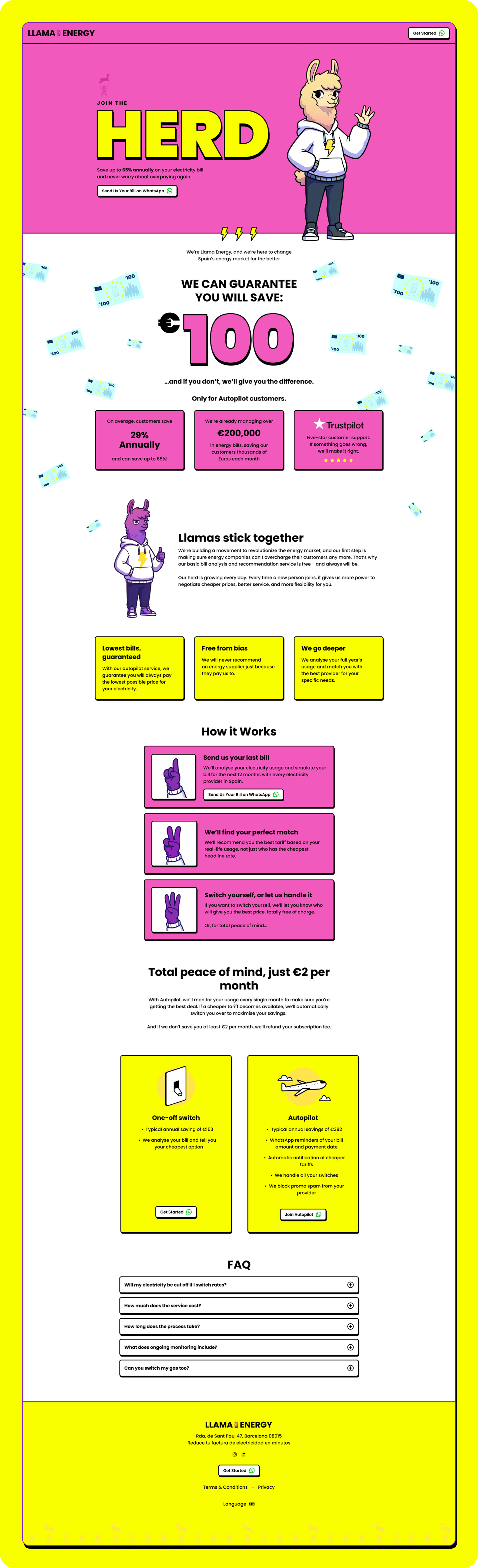 LLAMA ENERGY landing page ui ux web design