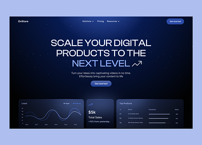 Digital Products Business Web Design analytics dark mode data digital product fintech glow hero landing page purple saas software startup stats tech techology ui ui design web design webdesign websitee