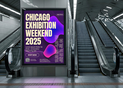 Chicago Exhibition Weekend - Exhibition Announcement Poster art direction branding concept design exhibition geometry gradient graphic design instagram layout marketing collateral poster print print design promotion retro shapes social media visual art y2k