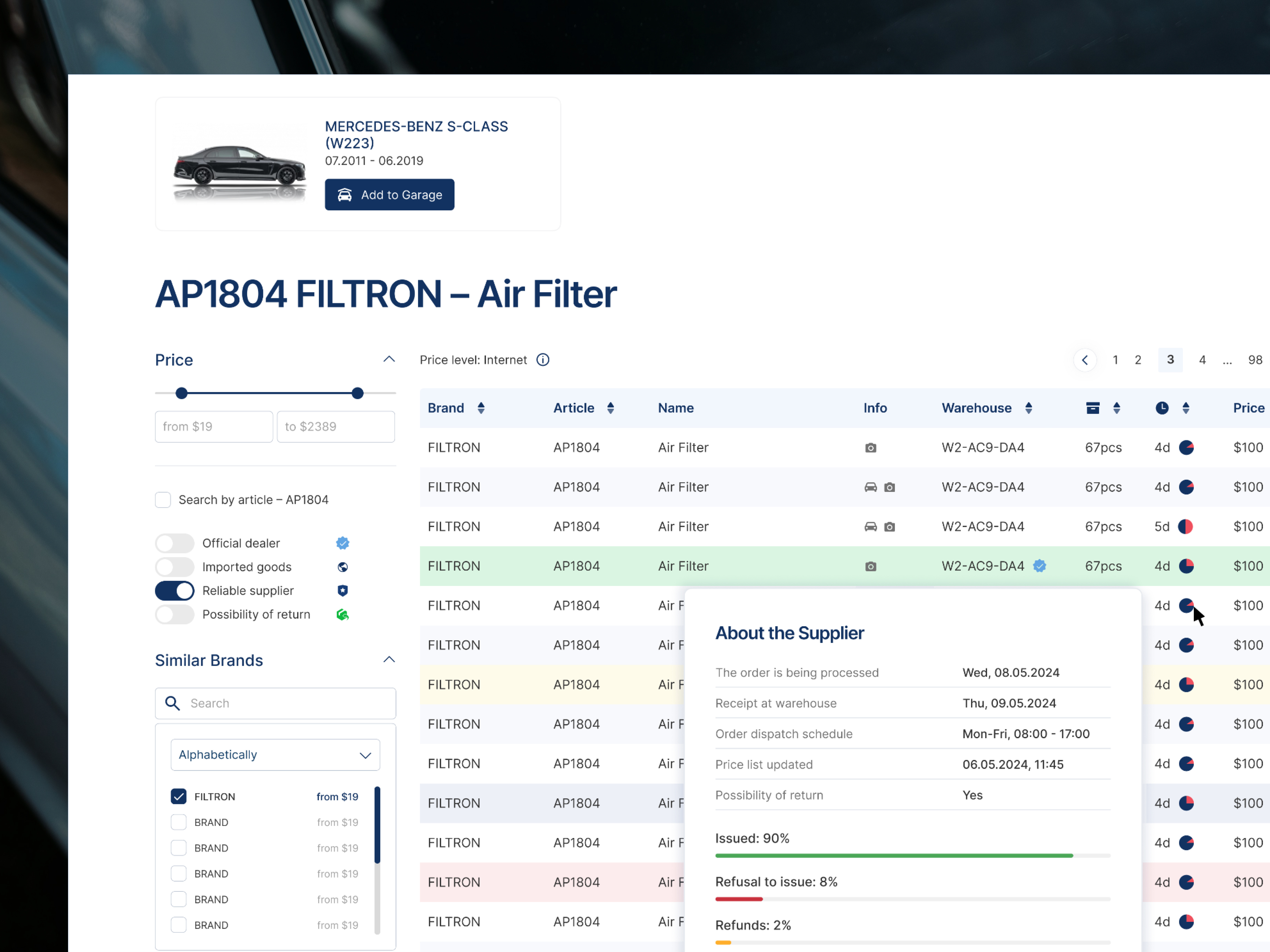 🚀 Product Page – Clean Design for Automotive E-Commerce app auto automobile car clean concept e commerce filter graphic design minimalism onlineshop onlinestore product product page search store table ui