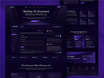 AI Writing Platform Landing Page design ai graphic design landingpage modern design ui uiux web website