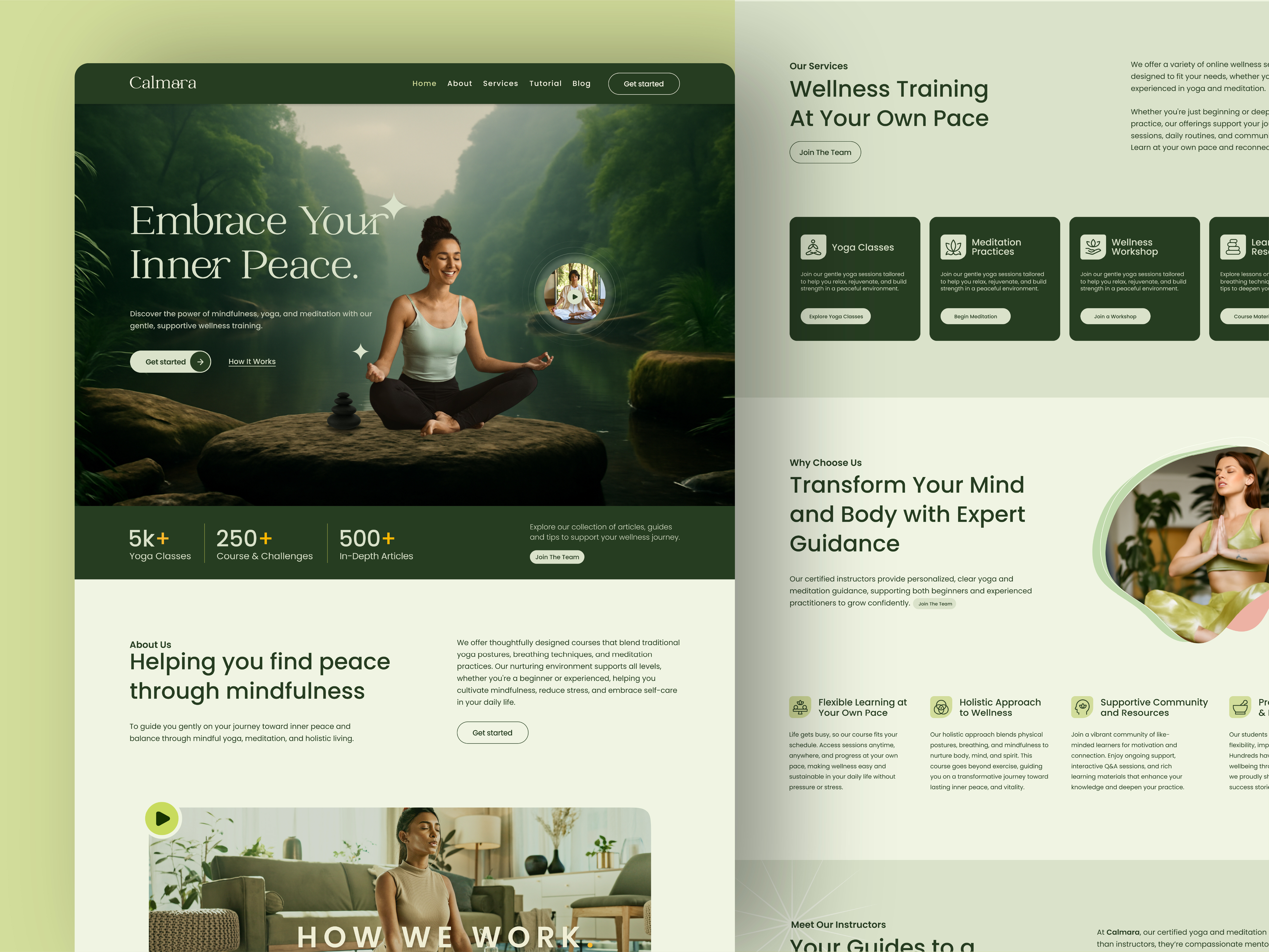 Calmara UI/UX Design branding calm design calmara graphic design landing page logo motion graphics ui ui design ux design web design wellness design yoga website