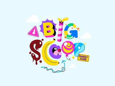 BigScoop Summer art brand brand identity branding design flat graphic design ice cream icon identity illustration illustrator logo logo type sign sweet theme type vector