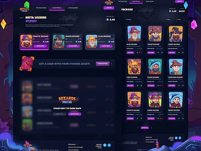 Wizards of Metis: Token Staking page blockchain crypto dark mode landing page nft landing page platform stake staking startup token trade ui ux wallet web web 3.0 web design website