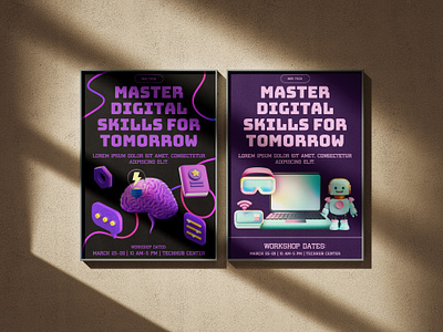 Master Digital Skills for Tomorrow - Promotional Poster 3d art direction bitmap branding concept design digital education flat graphic design layout marketing marketing collateral poster print print design promotion school skills visual art