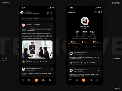 Teknotive – Social Media App app app design business business app communication community community app ios mobile app mobile ui networking social social app social media social media app social network social network app startup ui ux