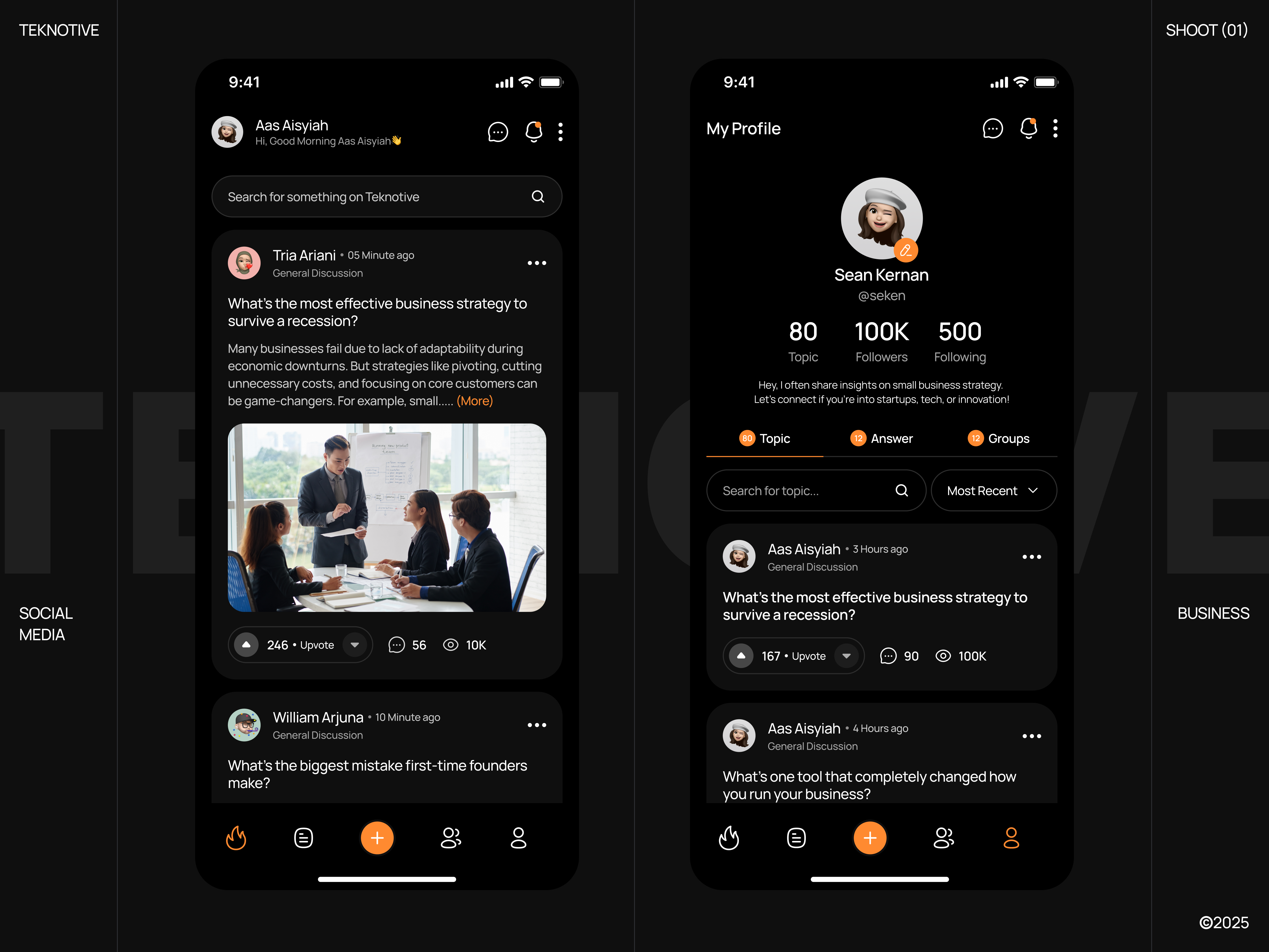 Example of Teknotive – Social Media App