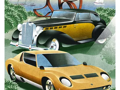 Greenwich Concours 2025 car concours hagerty illustration miura packard mayfair vintage