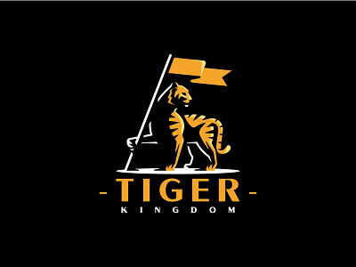 Tiger Flag Logo animal asian beast bengal design firm flag kingdom law logo logo design logos mascot minimal security silhouette simple tiger tigers vector