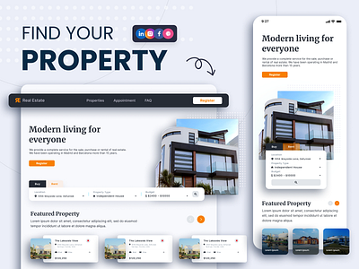 Property Find & Management Website property website real estate website ux design web design