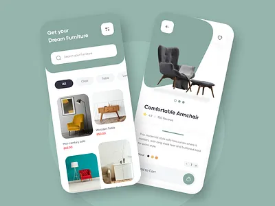 Ecommerce Furniture App - Mobile App creative ui dailyui e commerce ecommerce shop furniture furniture app furniture shop home decore home design home interior home screen interior design mobile app design popular design popular shot