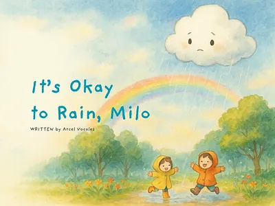 [ Children's Book] It's Okay to Rain, Milo childrens book ebook emotional awareness illustration made with ai