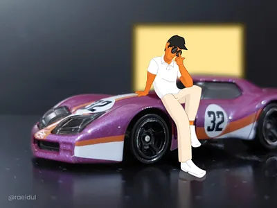 Chilling With My Hot Wheels graphic design illustration mixed media