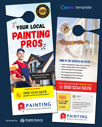Painting Company Door Hanger Canva Template canva door hanger door hanger door hanger design door hanger template painting painting door hanger painting door hanger template