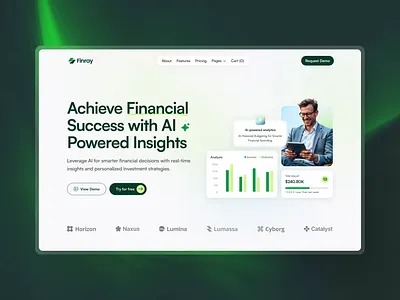 Finray - Fintech SaaS website design after effects animation figma finance fintech landing page motion graphics saas ui ux website animation