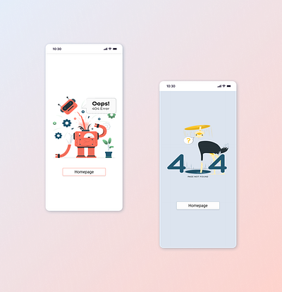 404 Error Page (Mob) - Daily UI 008 404 404page app challenge daily ui gradient illustrations mobile oops page broken ui ux