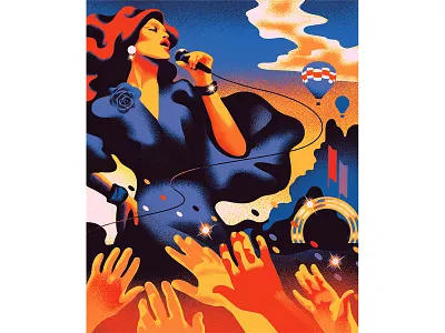 Illustration for Les Echos Weekend festival graphic design illustration magazine music park red russia song vintage
