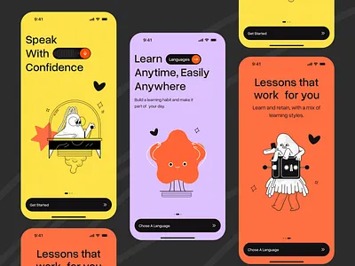 Onboarding Screen - Language App app design language app language app onboarding learining app learn app learning app mobile app onboarding onboarding screen splash screen