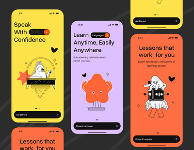 Onboarding Screen - Language App app design language app language app onboarding learining app learn app learning app mobile app onboarding onboarding screen splash screen