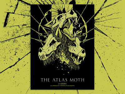 Atlas Moth Gig Poster band boston concert creature drawing illustration monster music occult screenprint skull werewolf wolf