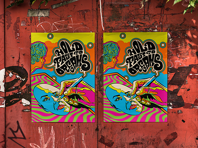 Hold fast to dreams colorful design far out hippie illustration lettering psychedelic retro sixties surrealism typography vector vintage