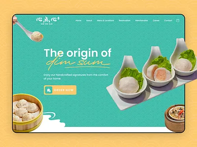 Sum Dim Sum Home Page design branding concept design figma food food resturant food order graphic design illustration landing page design menu merchandise photoshop reservations sushi ui website design