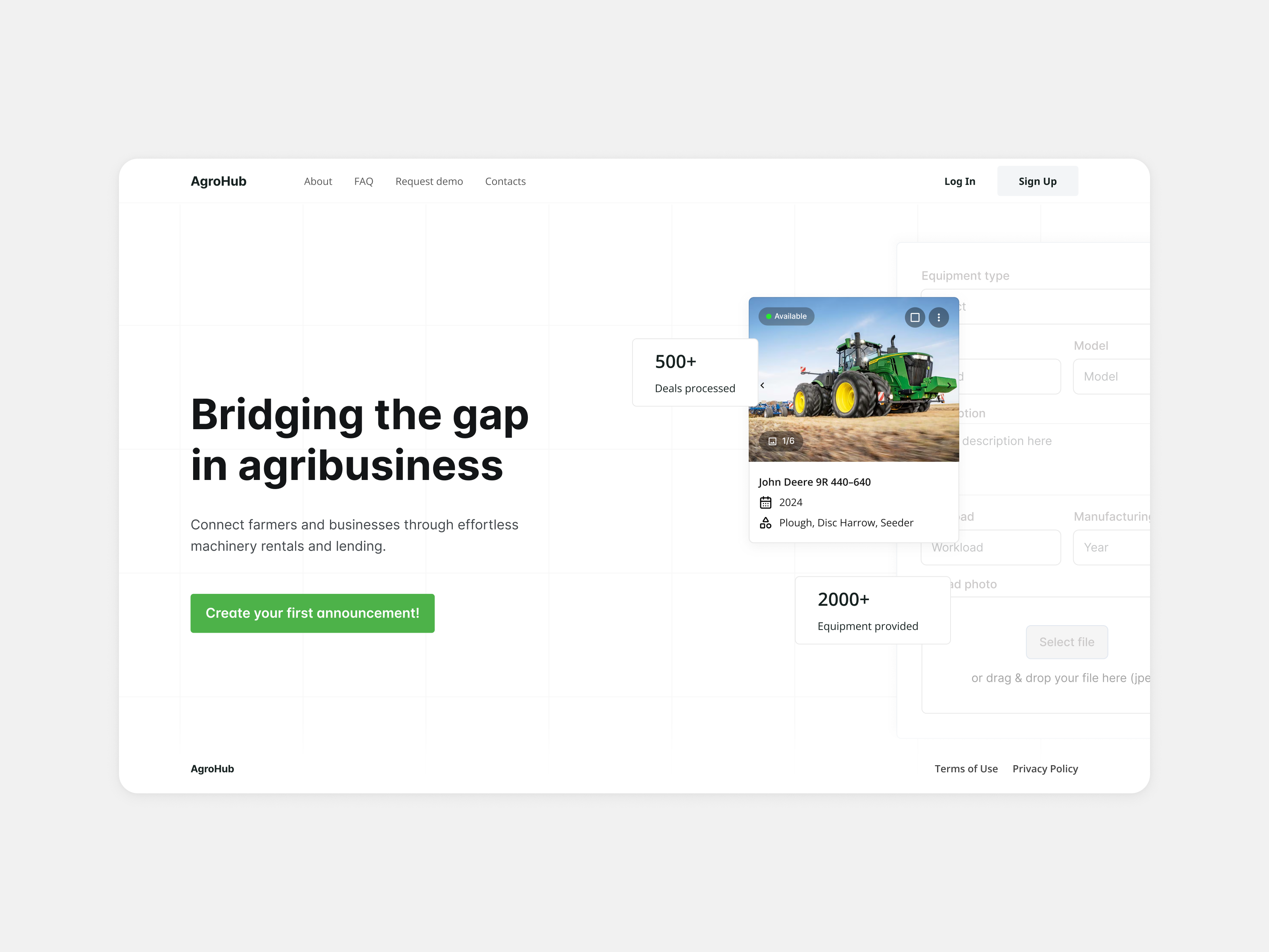 Agri Equipment Rental App agro platform product design ui ui design ux ux design web design