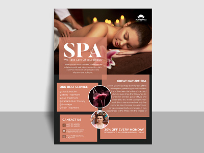 Flyer for Beauty spa, Nail spa, Spa massage, Body massage barber shop beauty flyer branding design flyer graphic design hair hair salon illustration logo salon salon flyer woman spa