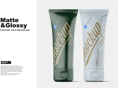 Two Cosmetic Tube Mockup design food illustration mock up mockup package packaging psd template ui
