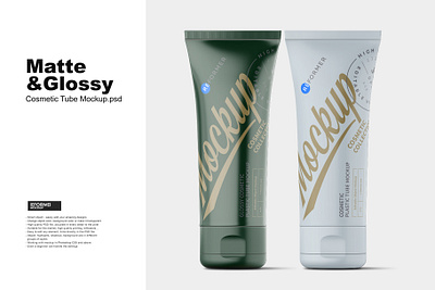 Two Cosmetic Tube Mockup design food illustration mock up mockup package packaging psd template ui