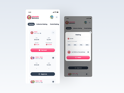 Polychain Monsters: Staking | Mobile crypto defi design graphic design nft product design ui ux web3