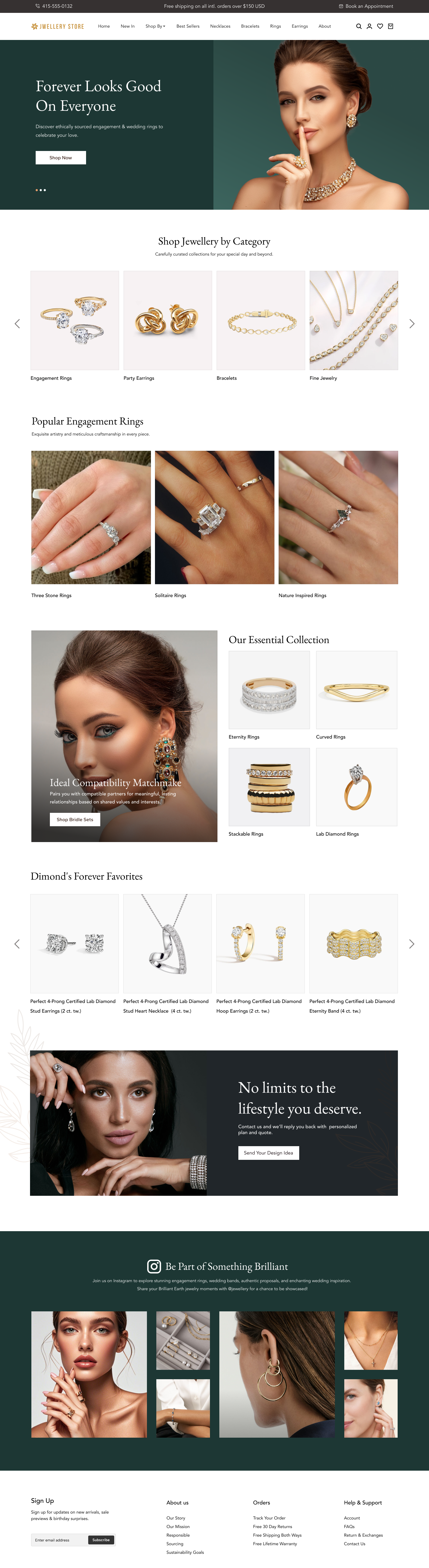 Landing Page Jewellery Brand branding ecommerce jwellery landingpage ring shopify store socialmedia ui wendesign